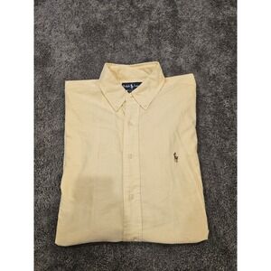Ralph Lauren Yarmouth Men's Yellow Long Sleeve Button Up Shirt 16 1/2  Cotton